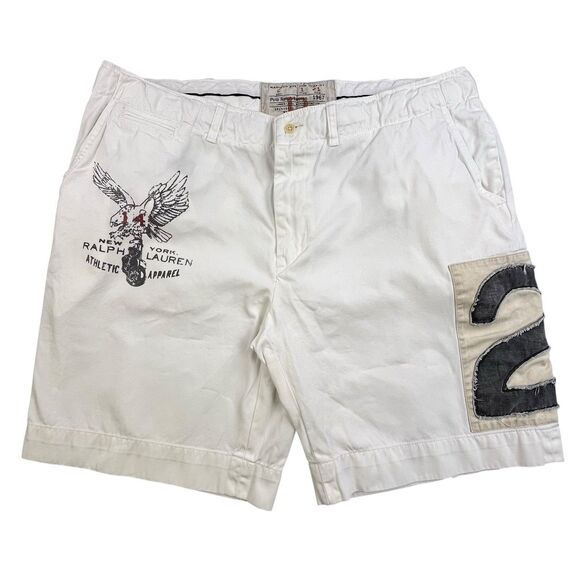 Vintage Polo Ralph Lauren Shorts Mens 42 White Patch Drawstring New York Boxing